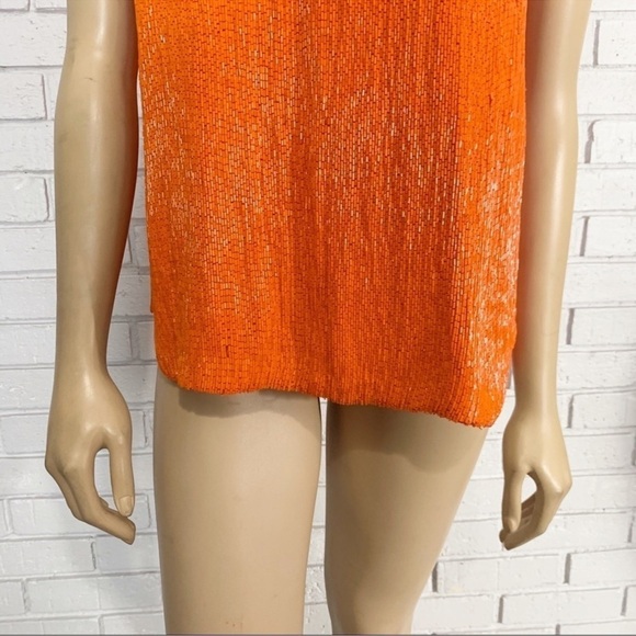 Ralph Lauren Orange Jackie Beaded Georgette Tank - Picture 3 of 8